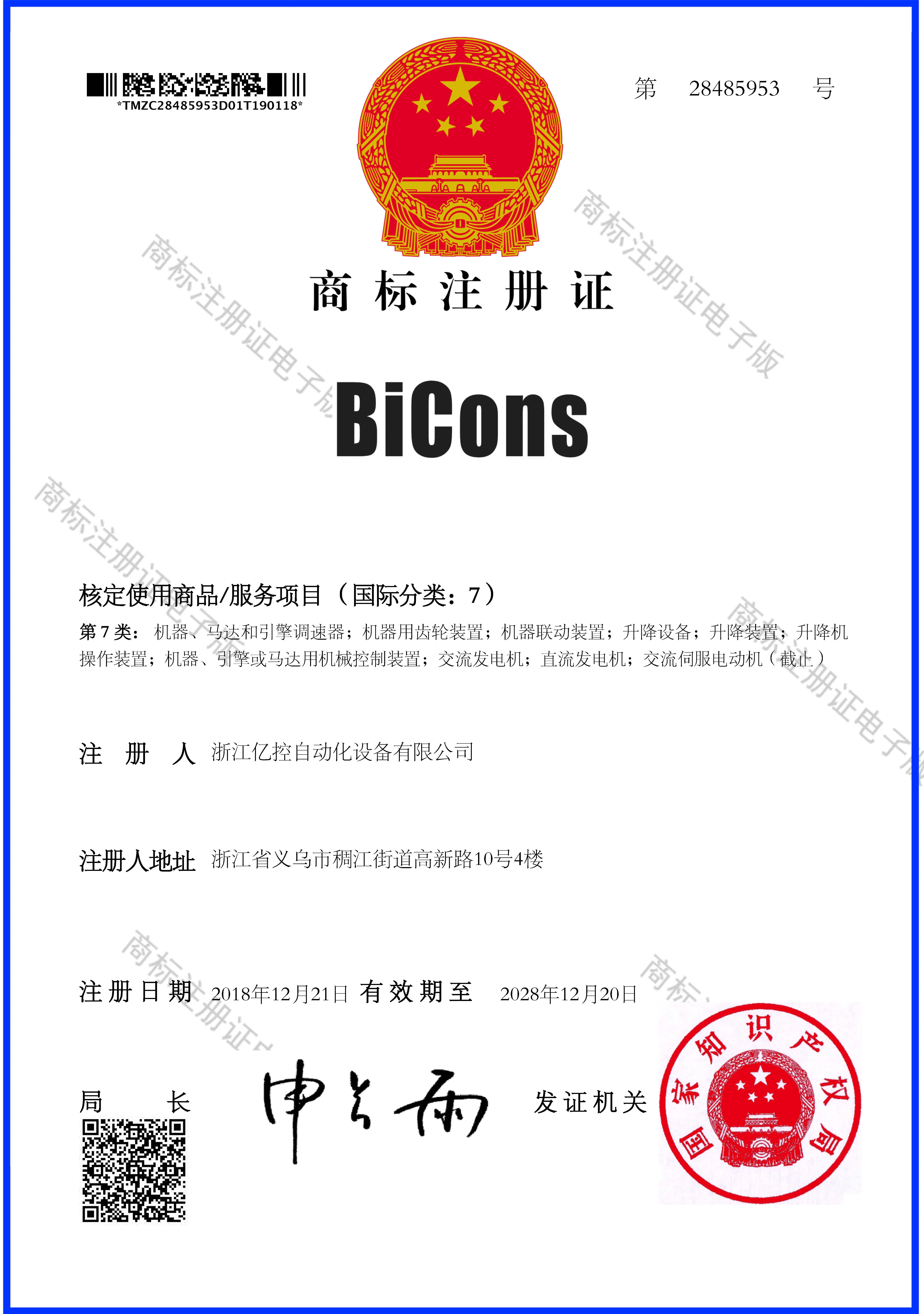 BICONS 7 商标